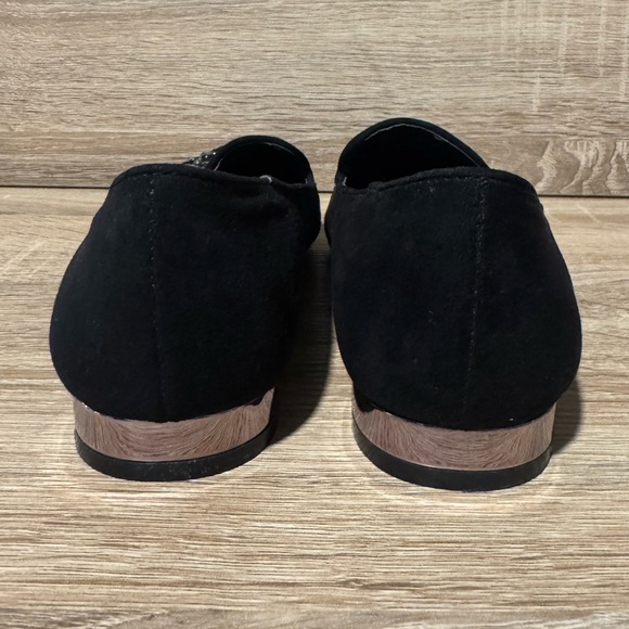 Cato Flats Elegant Black Rhinestone Loafers size 8 faux suede slip on shoes - Picture 7 of 12